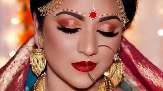 StepbyStep Traditional Indian BENGALI Bridal Look [upl. by Schulein]