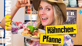 Hähnchenpfanne  mit Spinat und Nudeln  yumtamtam [upl. by Annalee]