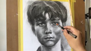 Portrait charcoal drawing [upl. by Ilyah]