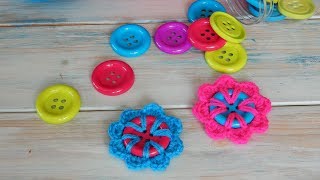 How to Crochet a Flower Button [upl. by Terag]