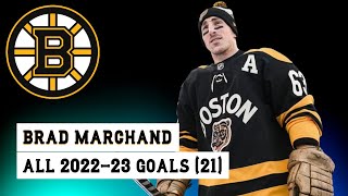 Brad Marchand 63 All 21 Goals of the 202223 NHL Season [upl. by Karrah]