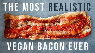 🥓THE MOST REALISTIC VEGAN BACON EVER  Crispy Vegan Bacon from Starchy WATER [upl. by Niawtna365]