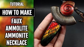 DIY Faux Ammolite Ammonite Necklace Polymer Clay Jewelry Making VIDEO Tutorial [upl. by Shaeffer]