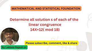 Linear congruence problem 2 MSF  Euclid algorithm  Rajeshlekkalu [upl. by Foster33]