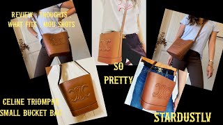 Celine Triomphe Small Bucket Bag Review  My Thoughts  What Fits  Mod Shots [upl. by Ailefo889]