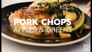 Pork Chops Apples amp Greens  Cooking HowTo  Better Homes amp Gardens [upl. by Ariamat]