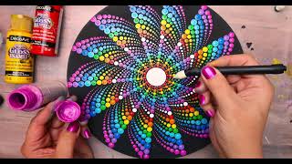 Dot Mandala PINWHEEL Design Step By Step Tutorial  Lydia May [upl. by Naimerej846]