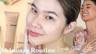 CURRENT SKINCARE ROUTINE FEAT LUXELLE SKINCARE GLOW SET REVIEW  PURE LIVING  HEART EVANGELISTA [upl. by Mowbray]