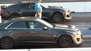 New 2017 ZL1 vs 2017 CTSV Cadillac  drag race [upl. by Rehtnug]