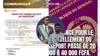 🚨Urgent La quittance pour le renouvellement du passeport passe de 20 000 à 40 000 FCFA [upl. by Robenia]