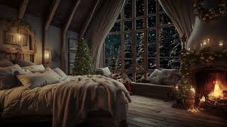 Glistening Snowfall Sounds and Warm Bedroom Hearth  Yuletide Tranquility [upl. by Ikik]