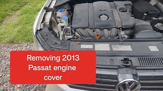 How to remove a VW 25 cylinder engine cover on a 2013 Volkswagen Passat  Jetta  Golf [upl. by Sherwynd]