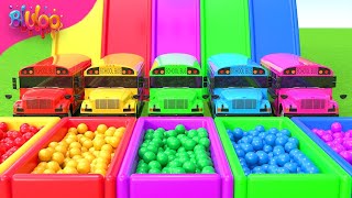 The Wheels on The Bus Song  Colorful Bus amp SUPRISE EGGS  BluLoo Nursery Rhymes amp Kids Songs [upl. by Dalli]