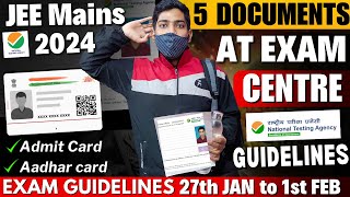 JEE Mains 2024 April All DOCUMENTS Required for Exam Centre📄 Admit Card Dress Code iitjee jee [upl. by Treblih]