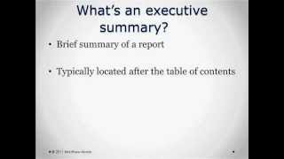 Preparing Executive Summaries  Episode 14 [upl. by Unders]