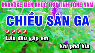 Karaoke Liên Khúc Trữ Tình Tone Nam Nhạc Sống Dễ Hát  Chiều Sân Ga  Hoài Phong Organ [upl. by Zoara243]