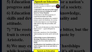 Speech on Education  10 Lines Speech on Education  Speech on Education in English  Education [upl. by Cibis]