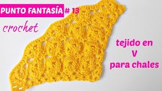 PUNTO FANTASIA CROCHET  13 en V PARA CHALES [upl. by Zapot]