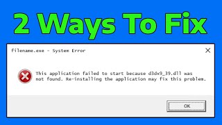 How To Fix d3dx939dll Missing Error 2024 [upl. by Eimrots]