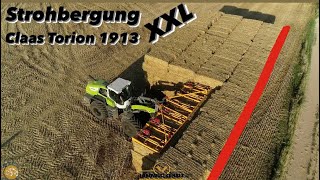 Strohbergung XXL Lohnauftrag mehre 1000ha Pressen amp Laden CLAAS Torion 1913 Landwirtschaft Ernte [upl. by Torrlow]