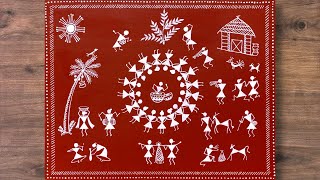 Warli painting Warli Art Warli Painting Easyवारली चित्रकलाStep by stepIndian Art Series Part 2 [upl. by Ihtak366]