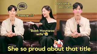 Kim Jiwon introduced herself as quotBaek Hyunwoo wifequot and this is Kim Soohyuns reaction 😆😋🫠 [upl. by Burton98]