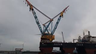 Het op 2 na grootste kraanschip Saipem 7000 ter wereld in de Eemshaven Groningen [upl. by Yclehc]