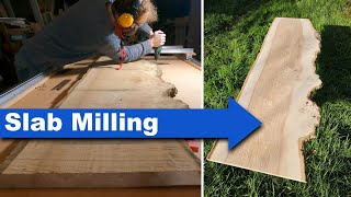 Flattening a Big Ash Slab on my Homemade Router Sled Mill [upl. by Violetta567]