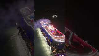 Virgin Voyages  Resilient Lady  Leaving Portsmouth Harbour at Night [upl. by Orecic200]