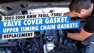 DIY 20022008 bmw 745li 750li valve cover gaskets upper timing chain gaskets replacement [upl. by Ahsie874]