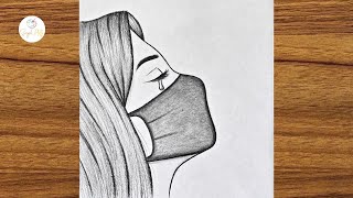 Beautiful girl with mask drawing  Pencil sketch for beginners  Easy drawing step by step [upl. by Rehoptsirhc]