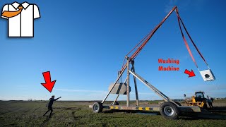 MASSIVE TrebuchetCatapult First Test [upl. by Aved]