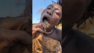 Hadzabe tribe boys dont Joke with food😂😋‼️ See how he is serious with his favorite meal food soup [upl. by Kristianson]