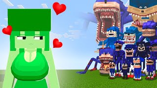 Jenny Slime vs EVERY Shin Sonic  Minecraft PE [upl. by Knowland]