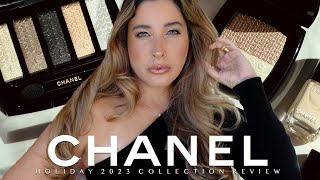 CHANEL HOLIDAY 2023 COLLECTION  LUMIERE GRAPHIQUE Eyeshadow Palette DUO LUMIERE Highlighter REVIEW [upl. by Ynner]