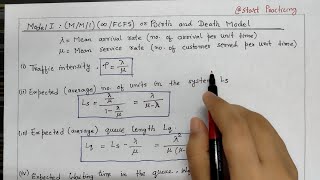 Model 1  MM1 InfinityFCFS Model  Birth and Death Model  Queue theory operation research [upl. by Melvina]