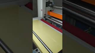 WPC wall panel Laminating with PVC high gloss film Leadertech three gluing roller laminating machine [upl. by Norit]