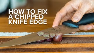 How to sharpen and fix a dull chefs knife with a whetstone [upl. by Merete426]