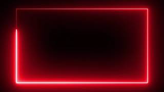 No Copyright Royalty Free Red Color Neon lights rectangle frame animated loop background [upl. by Medardas375]