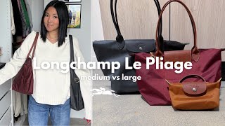 LONGCHAMP COLLECTION  Le Pliage Medium vs Large [upl. by Anivlis]