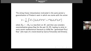 E Witten quotScale Invariance Conformal Invariance and Ricci Flowquot [upl. by Billye433]