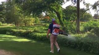 Backpack Sprayer Foliar Application of Mirimichi Green Products [upl. by Knowles729]