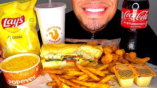 popeyes vs subway mukban eating show mouth sounds big bites no talking challenge asmr jerry [upl. by Malina14]