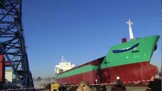 Lauching  Tewaterlating Ms Arklow Bridge  Bodewes Shipyards [upl. by Marx]