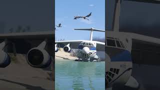 IL76 transport plane caught fire and landed on the beach [upl. by Eleen]