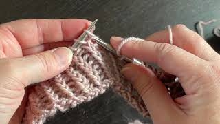 Knitting Ranunculus KnitaLong help part 5 RLI into the purl stitch of a ribbing [upl. by Ecylla]