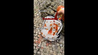 Tomatensauce vs Backpack Pro 🥫😳 fyp fürdich onemate backpack [upl. by Niac]