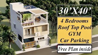 30X40 Duplex House Design  1200 Sqft House Plan  9X12 Meters House Design with Walkthrough [upl. by Aluin]