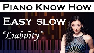 Liability  Lorde  Easy SLOW Piano Tutorial [upl. by Rotce]