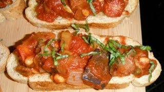 Eggplant Caponata Served on Crostini  Eggplant Veggies and Fresh Herbs on Toasted French Bread [upl. by Aldas279]